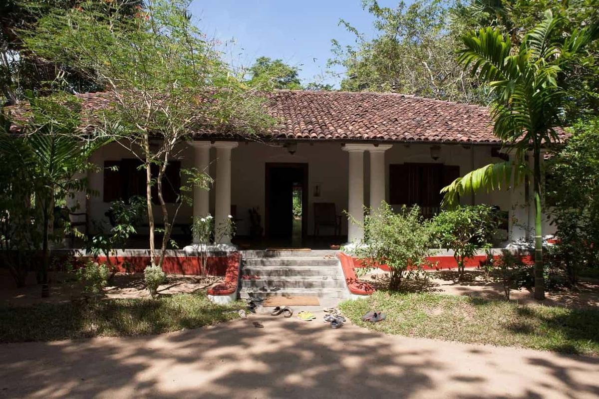 Sandals on the steps of the walawwa manor house at Ulpotha.