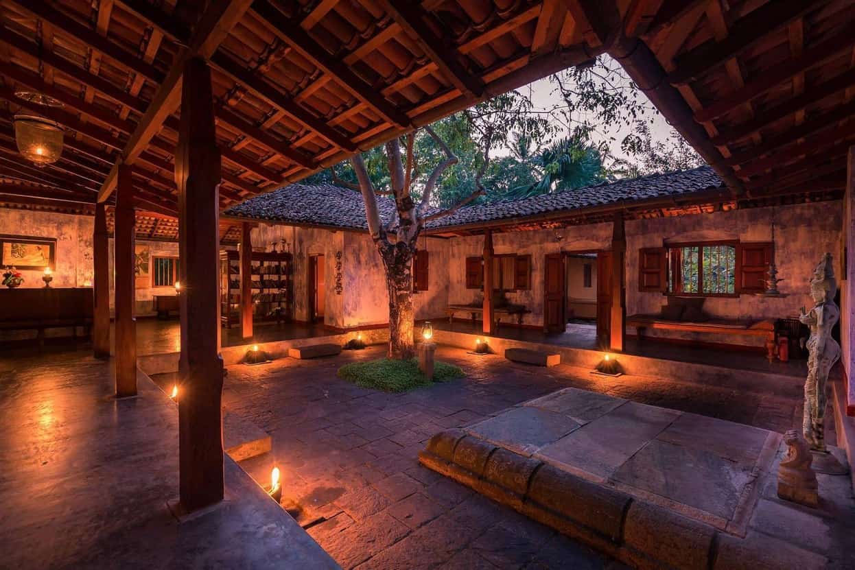 Candlelit courtyard at Ulpotha